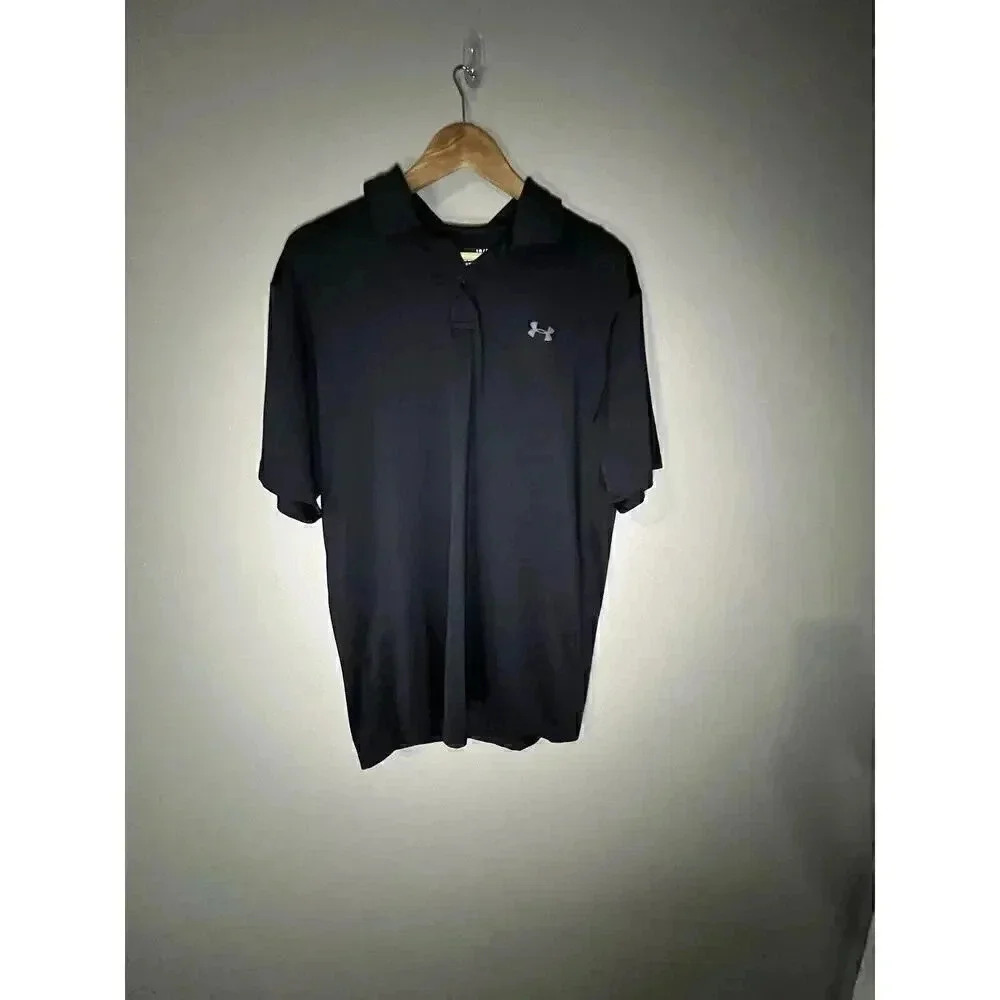 Under Armour The Performance Polo Black Golf Shirt Sz L Large